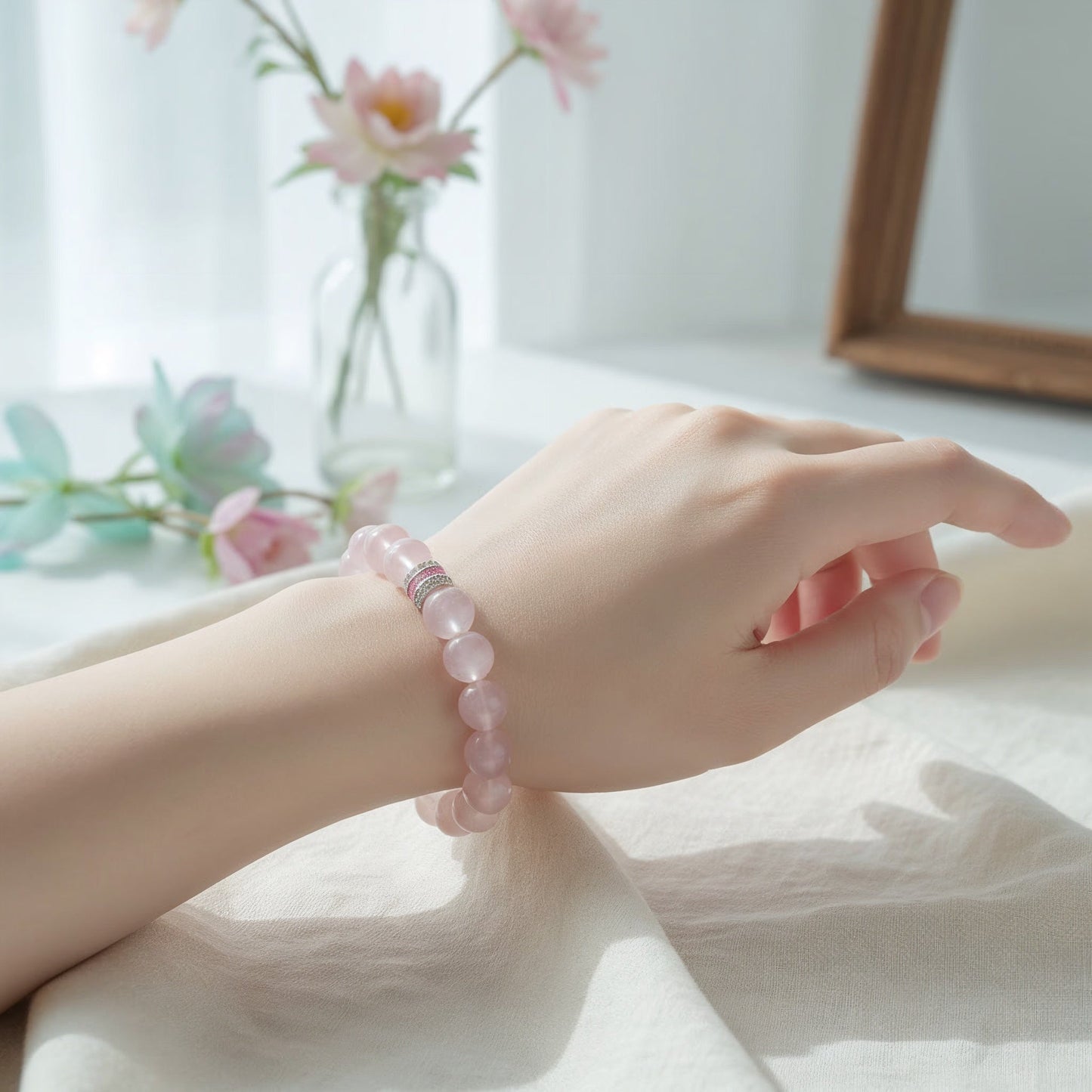 Pure Heart Rose Quartz Bracelet by JWPatronus – natural crystal bracelet for women
