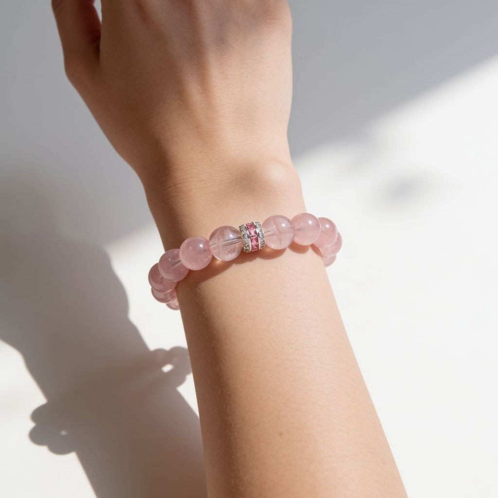 Pure Heart Rose Quartz Bracelet by JWPatronus – natural crystal bracelet for women