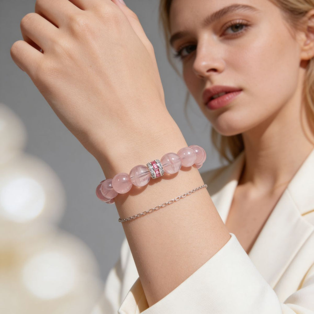 Pure Heart Rose Quartz Bracelet by JWPatronus – natural crystal bracelet for women