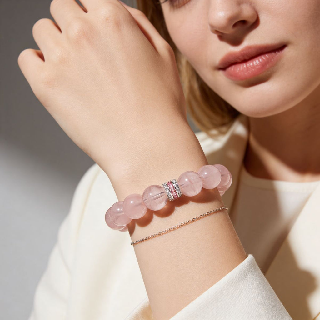Pure Heart Rose Quartz Bracelet by JWPatronus – natural crystal bracelet for women