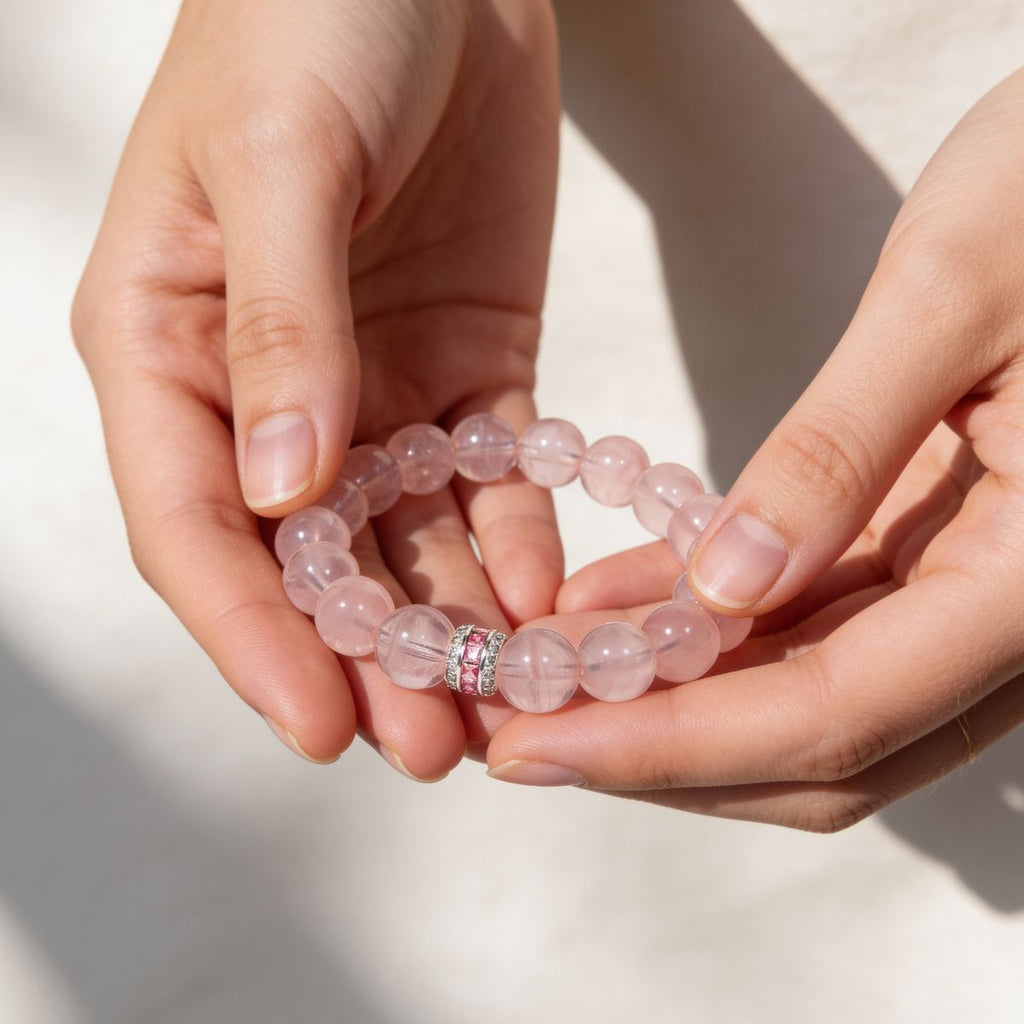 Pure Heart Rose Quartz Bracelet by JWPatronus – natural crystal bracelet for women
