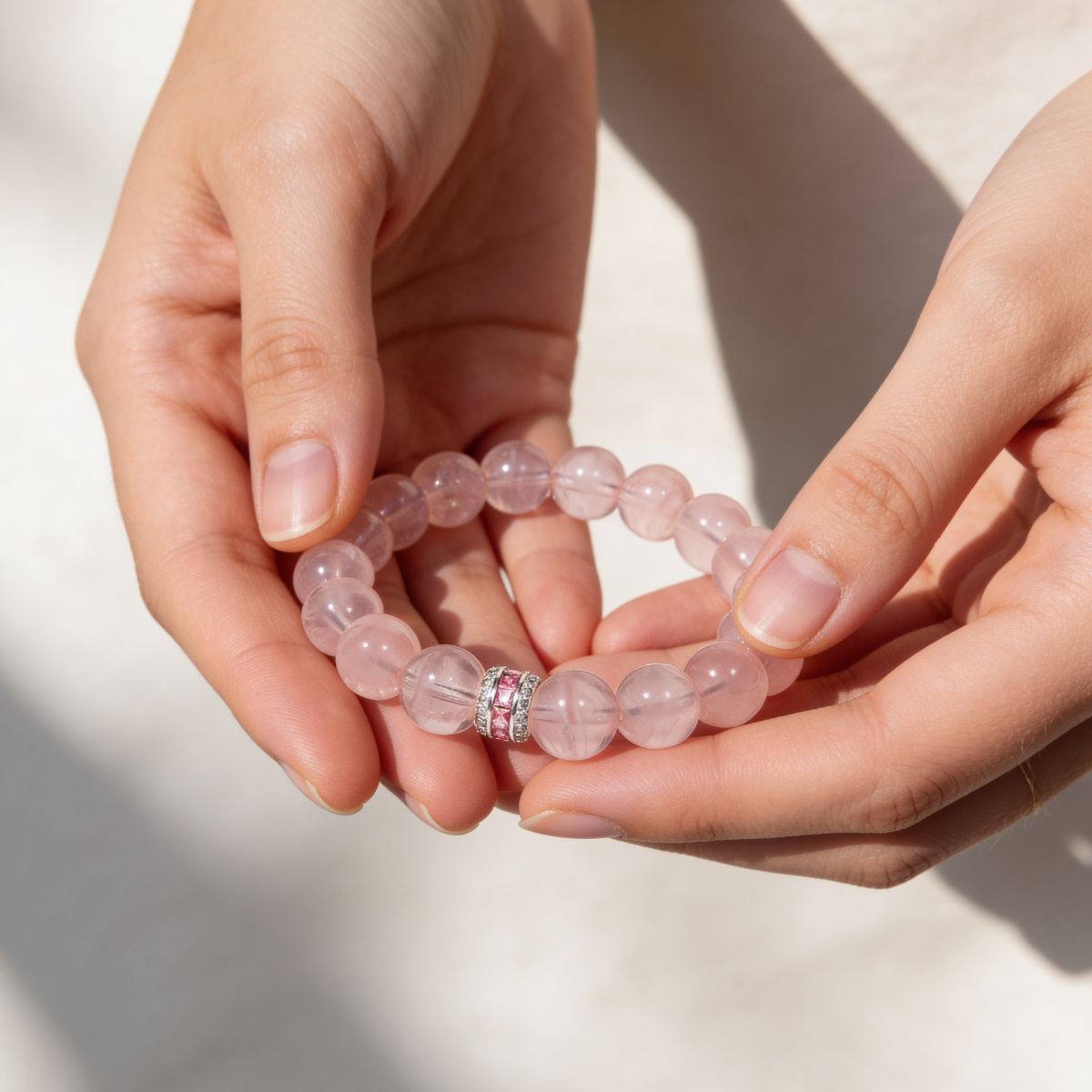 Pure Heart Rose Quartz Bracelet by JWPatronus – natural crystal bracelet for women