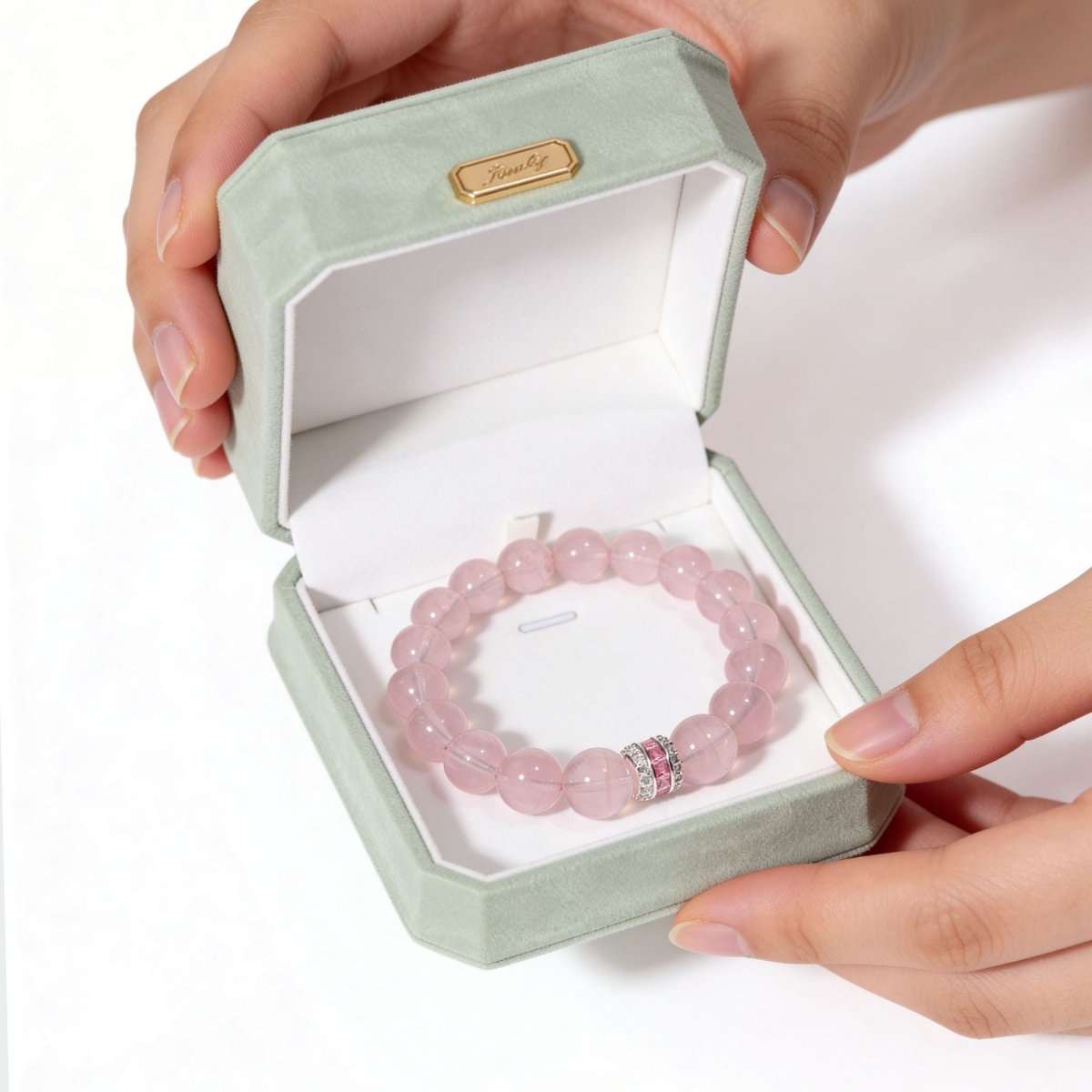 Pure Heart Rose Quartz Bracelet by JWPatronus – natural crystal bracelet for women