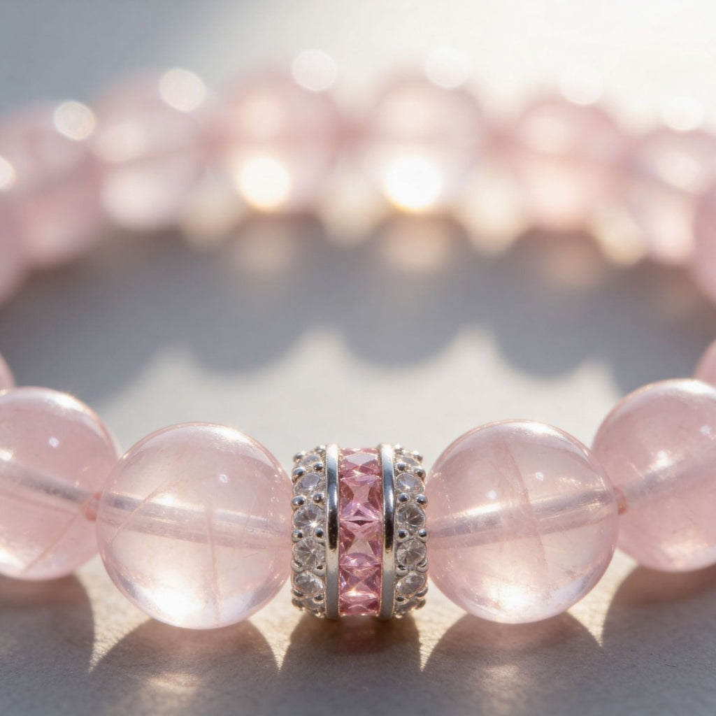 Pure Heart Rose Quartz Bracelet by JWPatronus – natural crystal bracelet for women