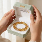 Gift-ready Radiant Citrine Bracelet with natural golden beads in jewelry box