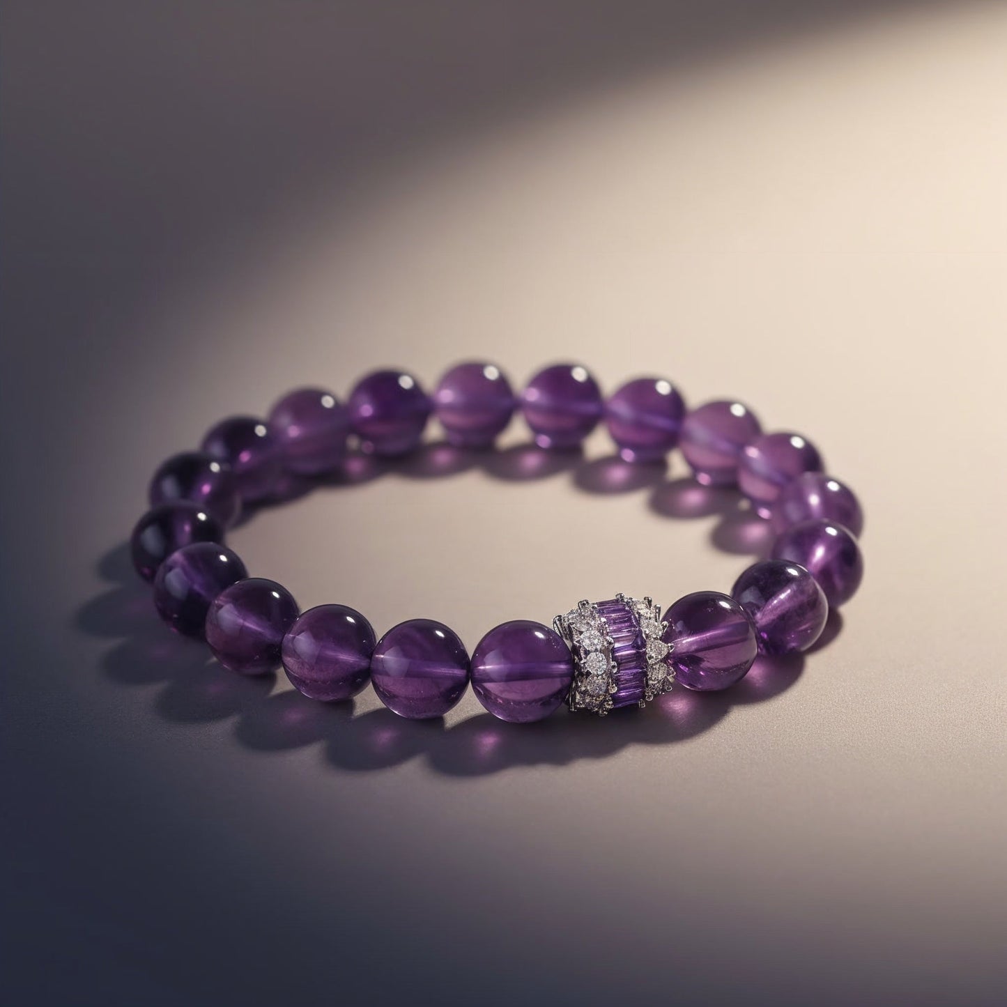 natural amethyst gemstone bracelet arranged in a circle, purple crystal bracelet for February birthstone