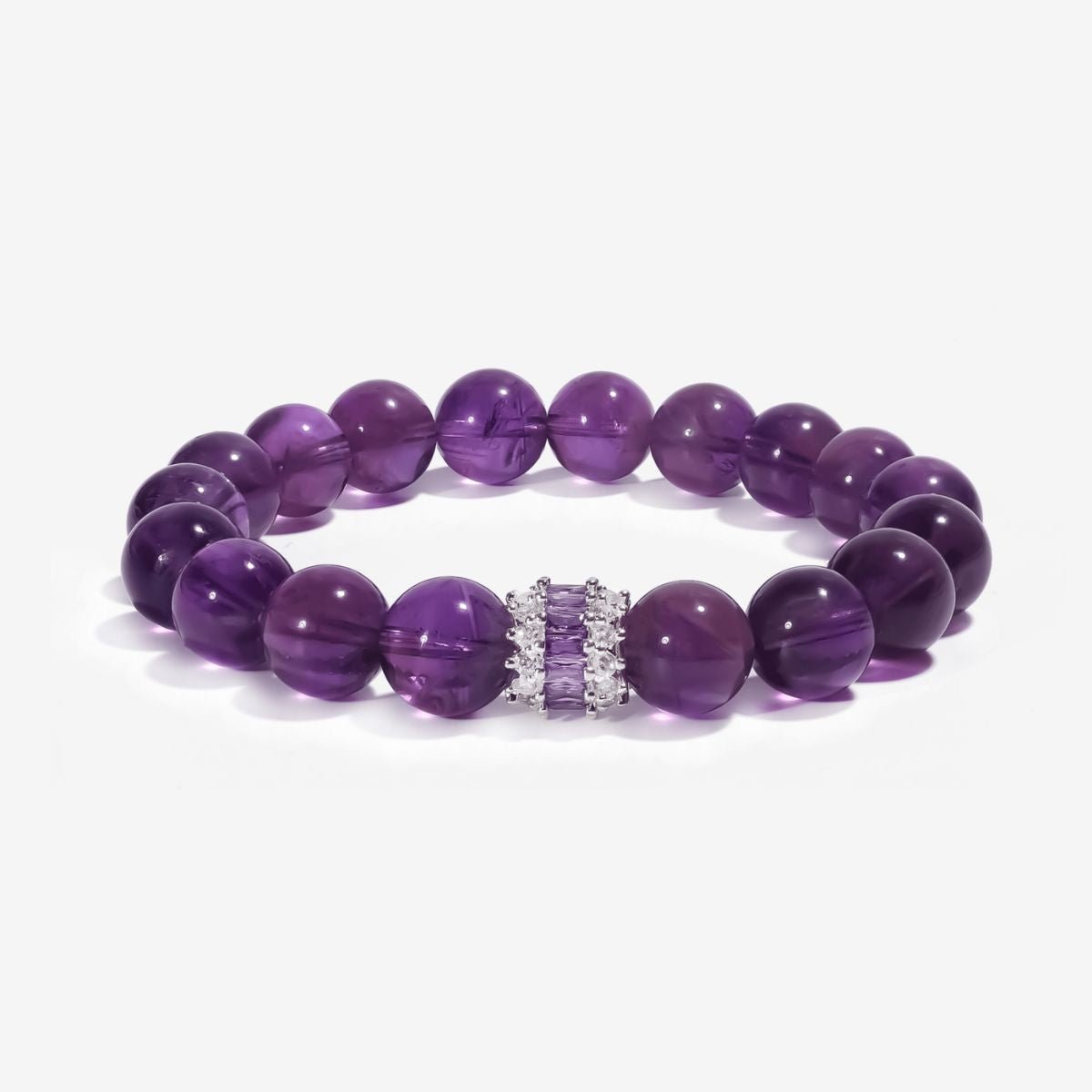 Royal Amethyst Elegance Bracelet with natural Sri Lankan amethyst and 10mm violet beads by JWPatronus.