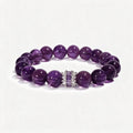 Royal Amethyst Elegance Bracelet with natural Sri Lankan amethyst beads and a refined inlaid centerpiece.