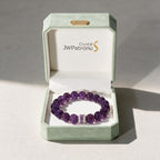 Royal Amethyst Elegance Bracelet presented in a JWPatronus keepsake jewelry box.