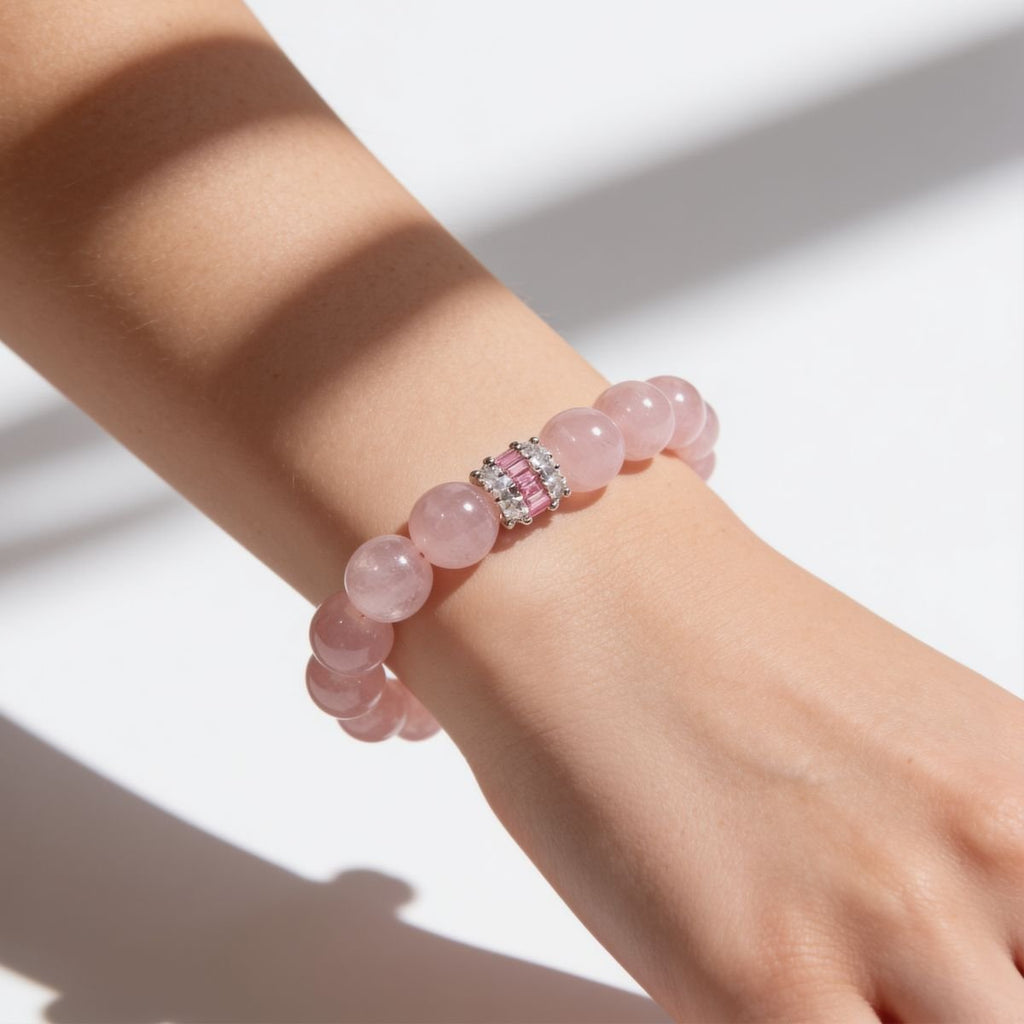 Royal Rose Quartz Serenity Bracelet by JWPatronus – natural crystal bracelet for women