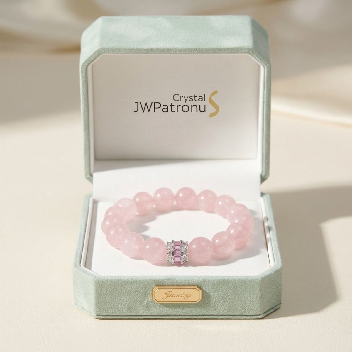Royal Rose Quartz Serenity Bracelet by JWPatronus – natural crystal bracelet for women