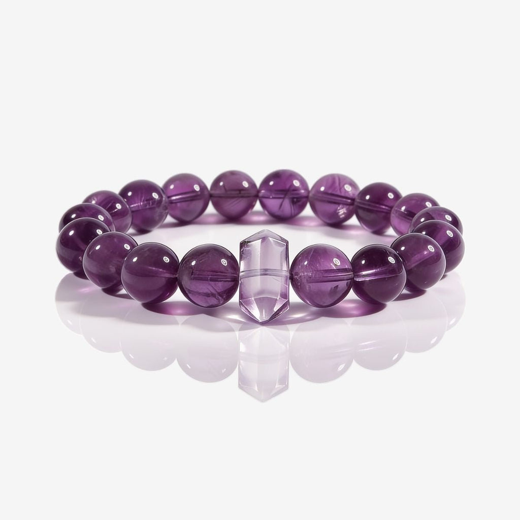 Serene Amethyst Pillar Beaded Bracelet by JWPatronus – natural crystal bracelet for women