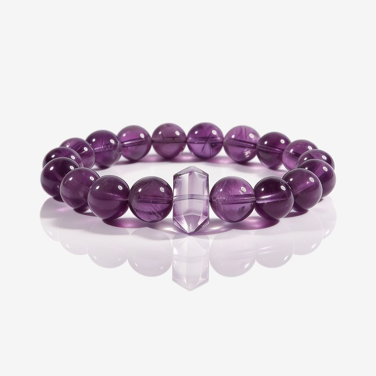 Serene Amethyst Pillar Beaded Bracelet by JWPatronus – natural crystal bracelet for women