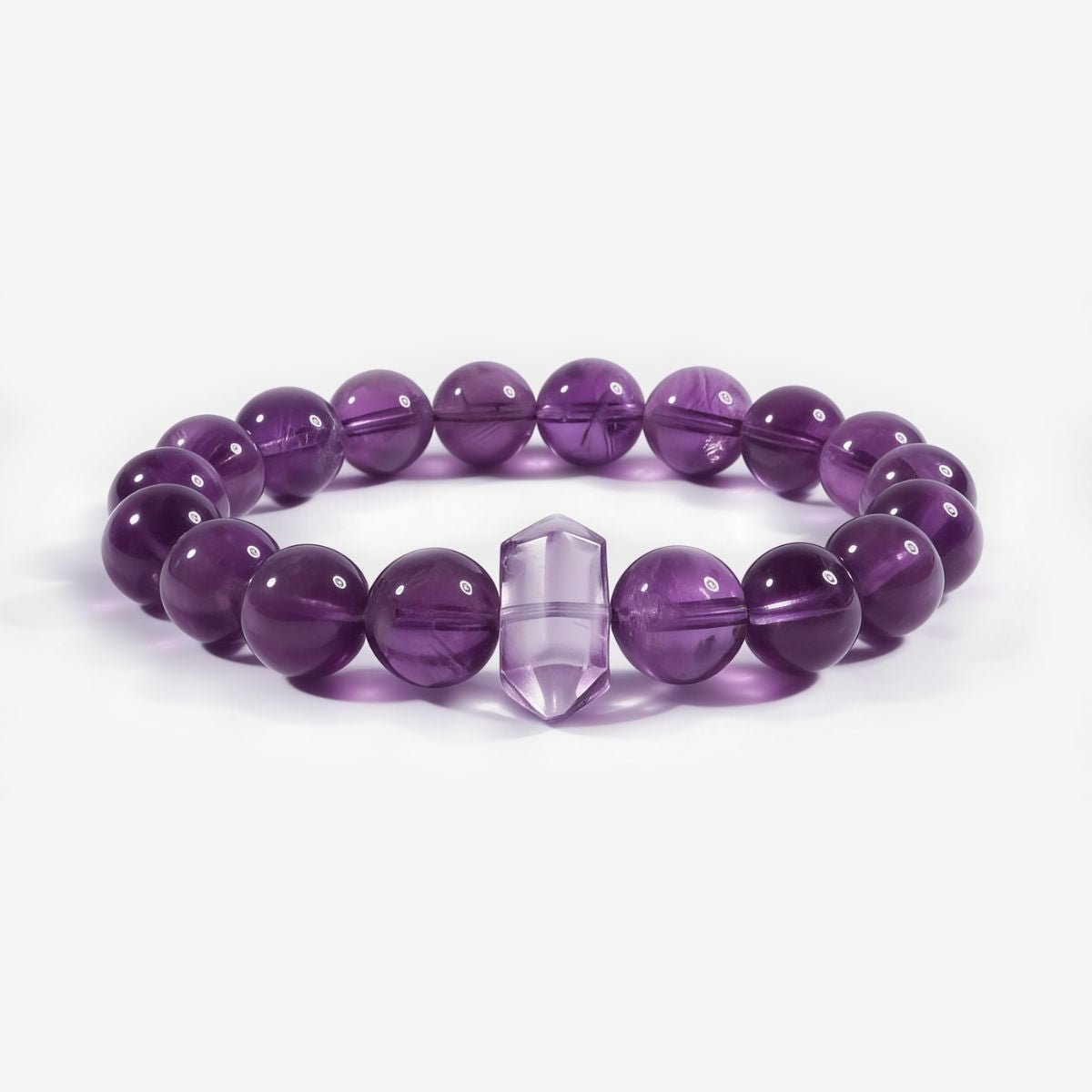 Serene Amethyst Pillar Beaded Bracelet by JWPatronus – natural crystal bracelet for women