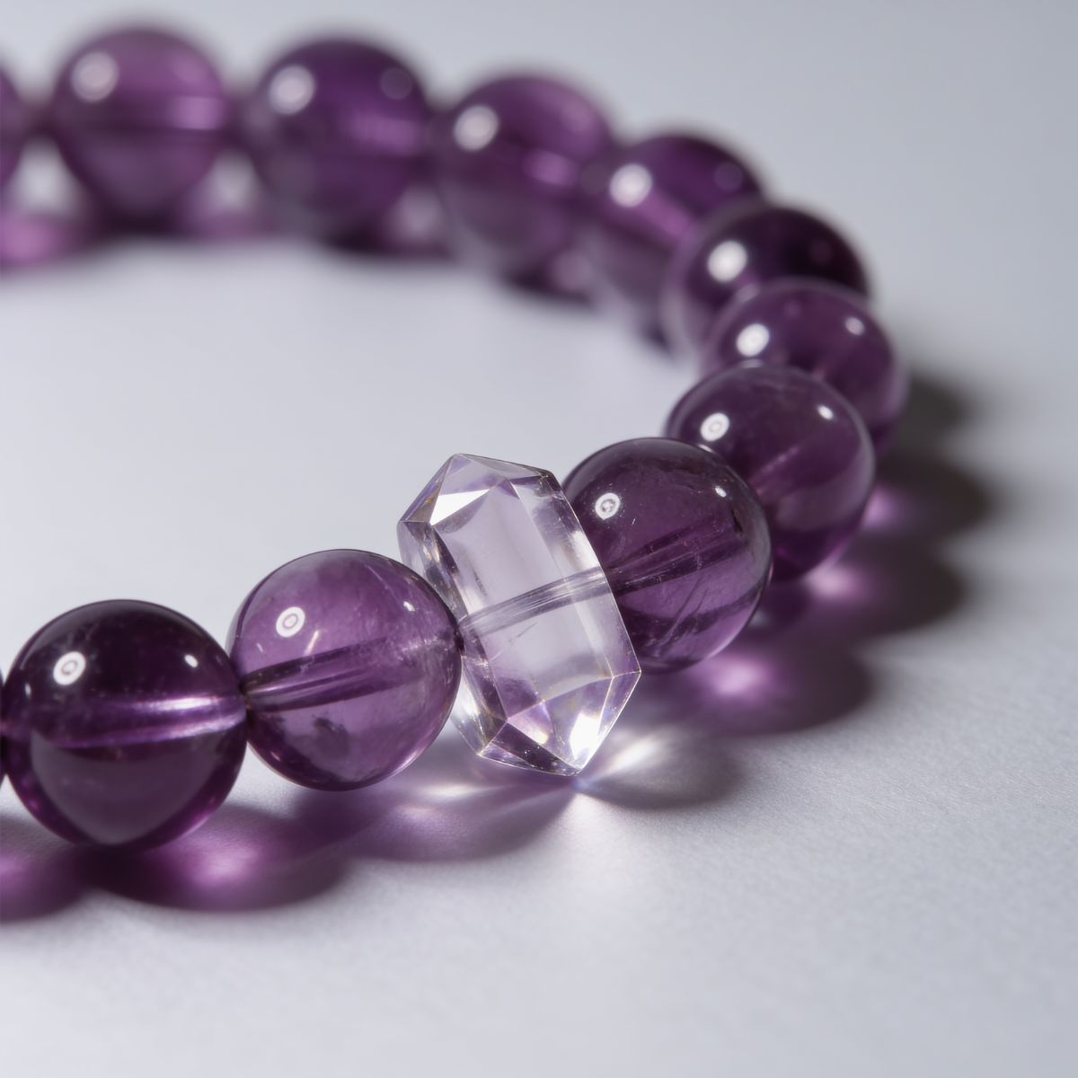 Serene Amethyst Pillar Beaded Bracelet by JWPatronus – natural crystal bracelet for women