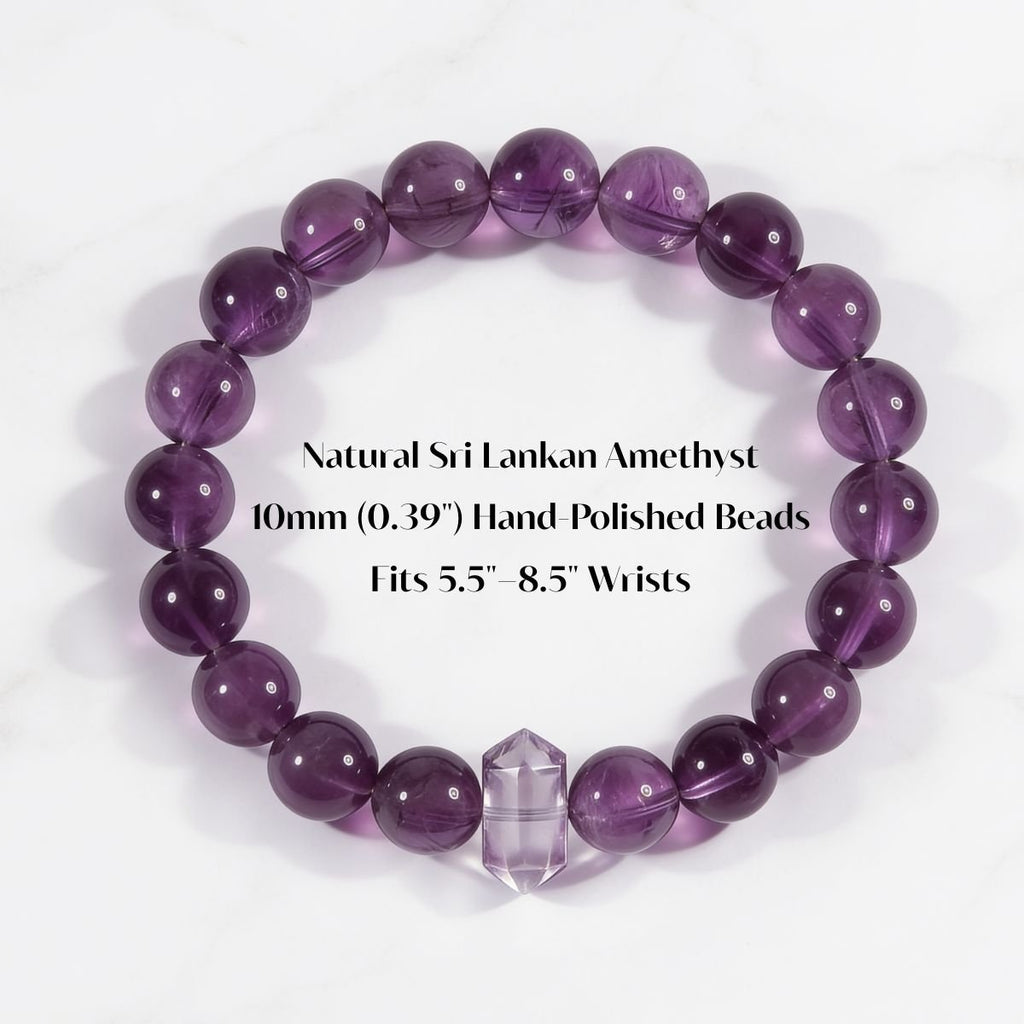 Serene Amethyst Pillar Beaded Bracelet by JWPatronus – natural crystal bracelet for women