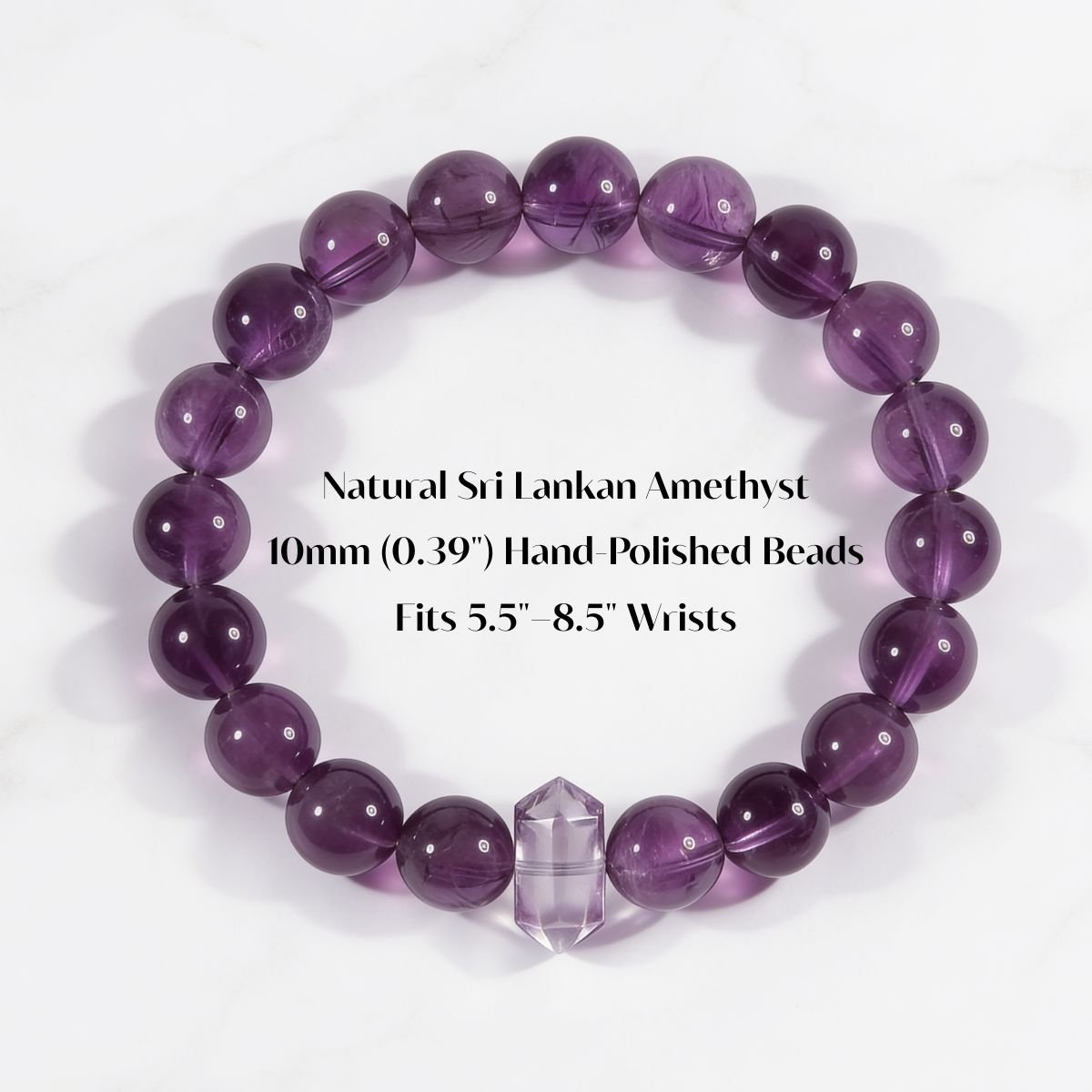 Serene Amethyst Pillar Beaded Bracelet by JWPatronus – natural crystal bracelet for women