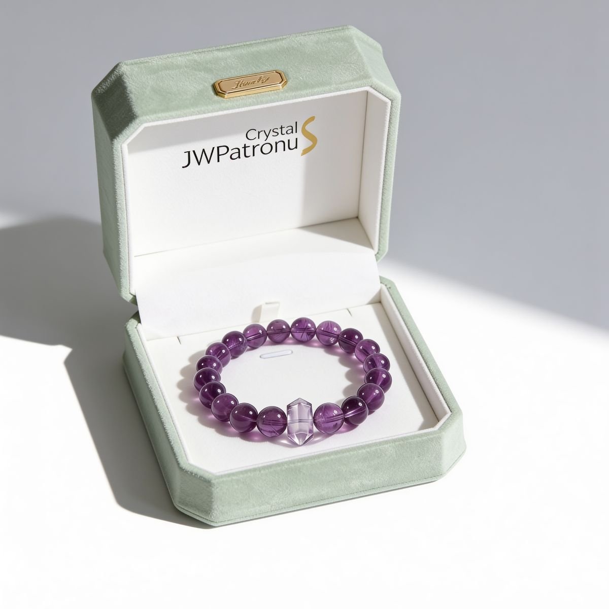 Serene Amethyst Pillar Beaded Bracelet by JWPatronus – natural crystal bracelet for women