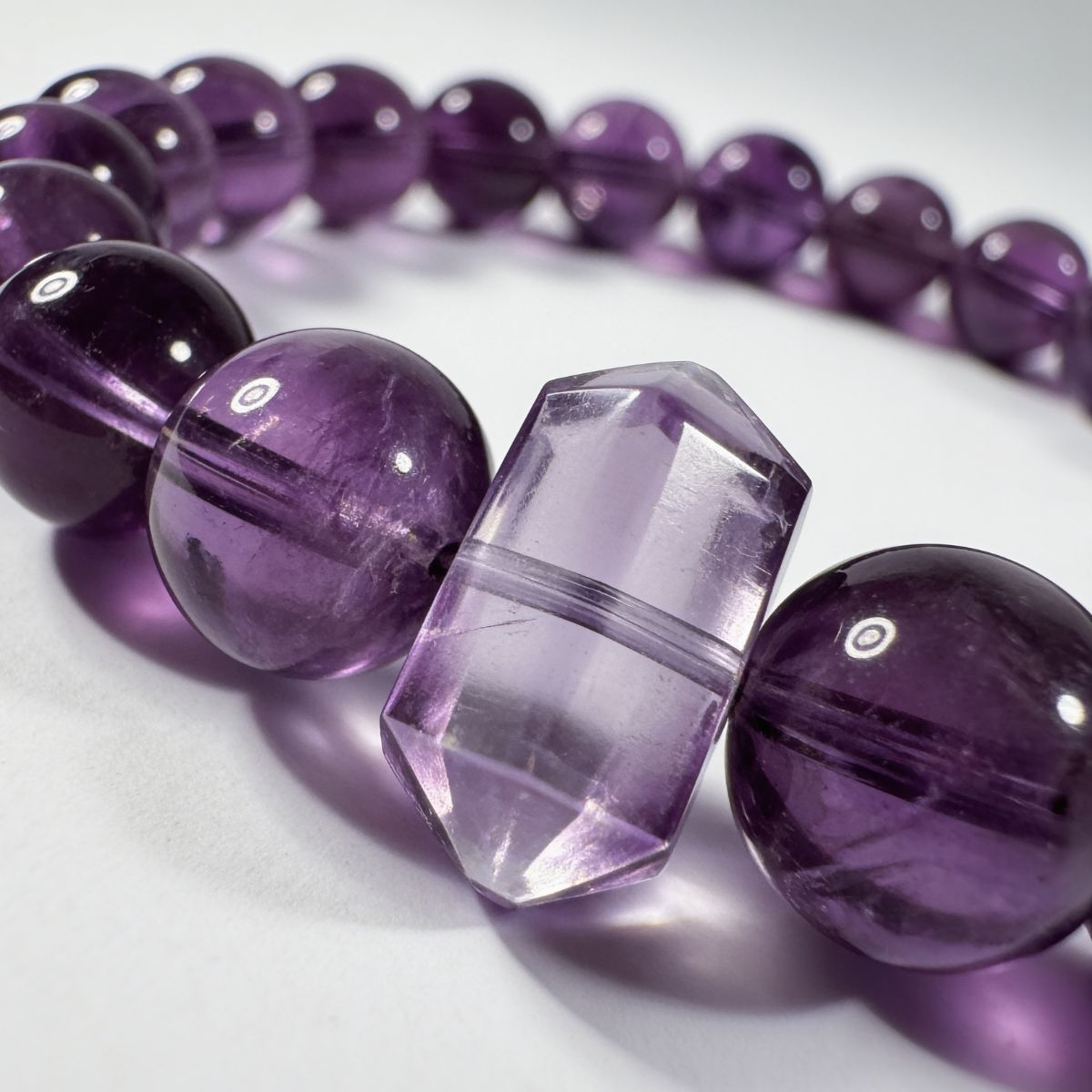 Serene Amethyst Pillar Beaded Bracelet by JWPatronus – natural crystal bracelet for women