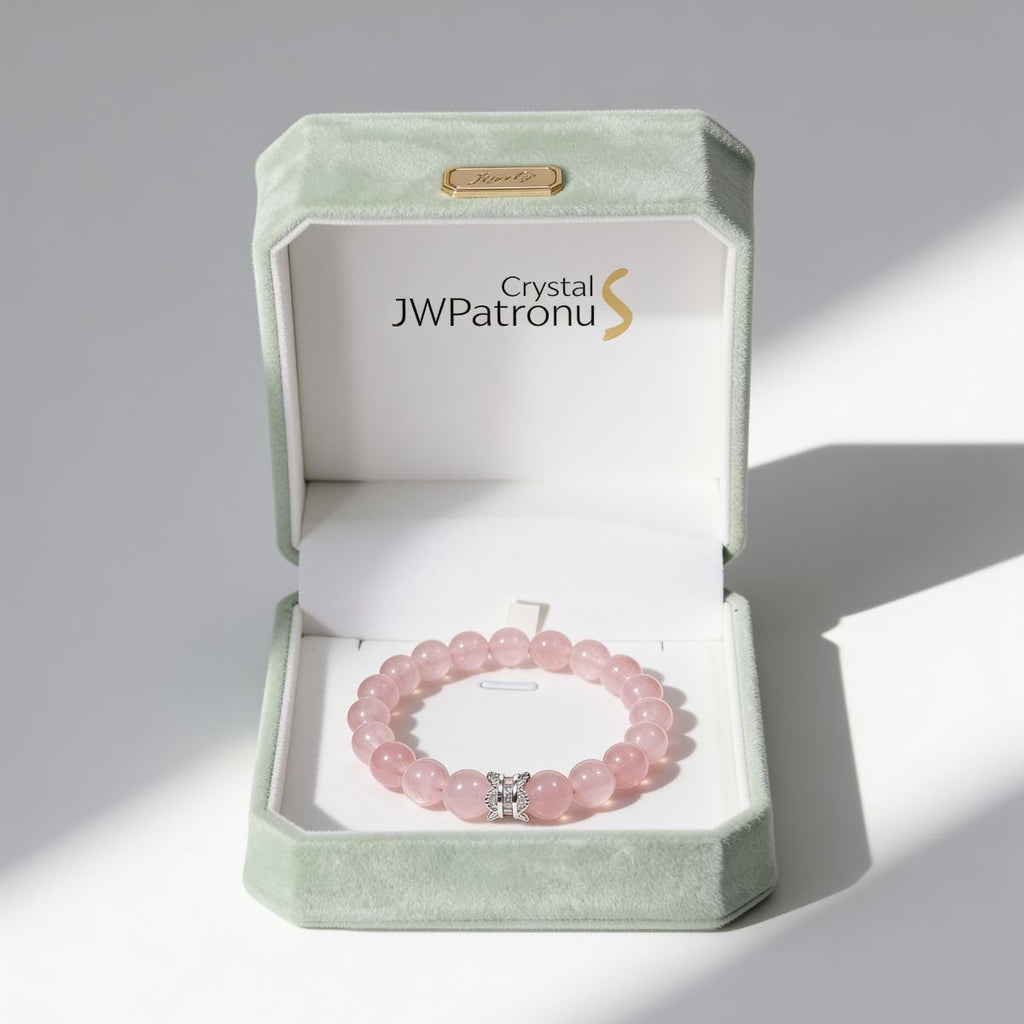 Serenity Blush Rose Quartz Bracelet by JWPatronus – natural crystal bracelet for women