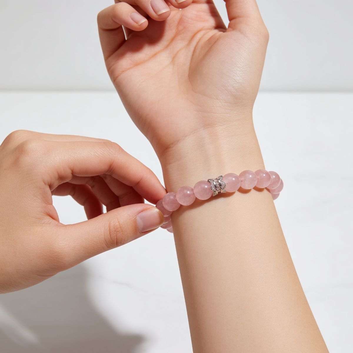 Serenity Blush Rose Quartz Bracelet by JWPatronus – natural crystal bracelet for women