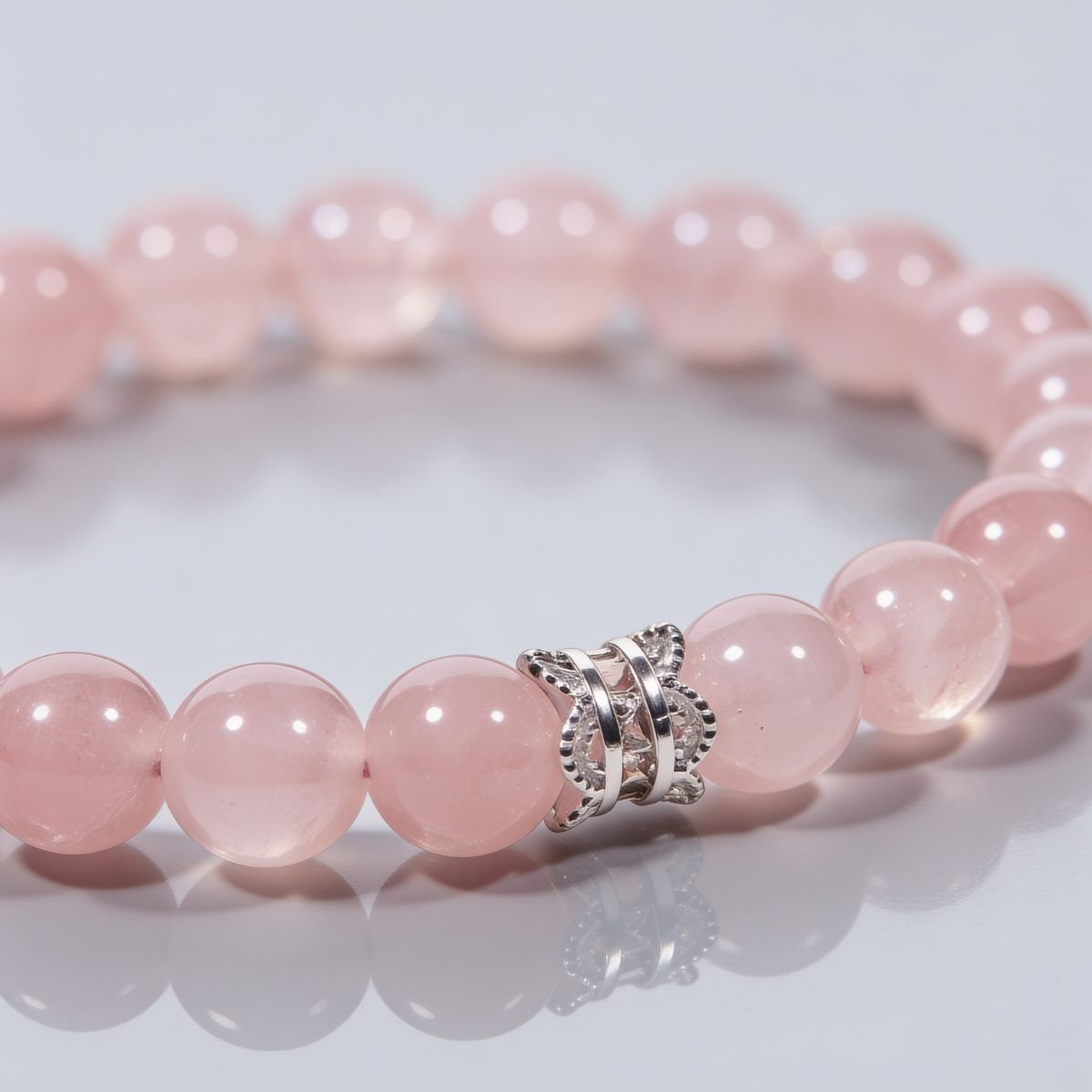 Serenity Blush Rose Quartz Bracelet by JWPatronus – natural crystal bracelet for women