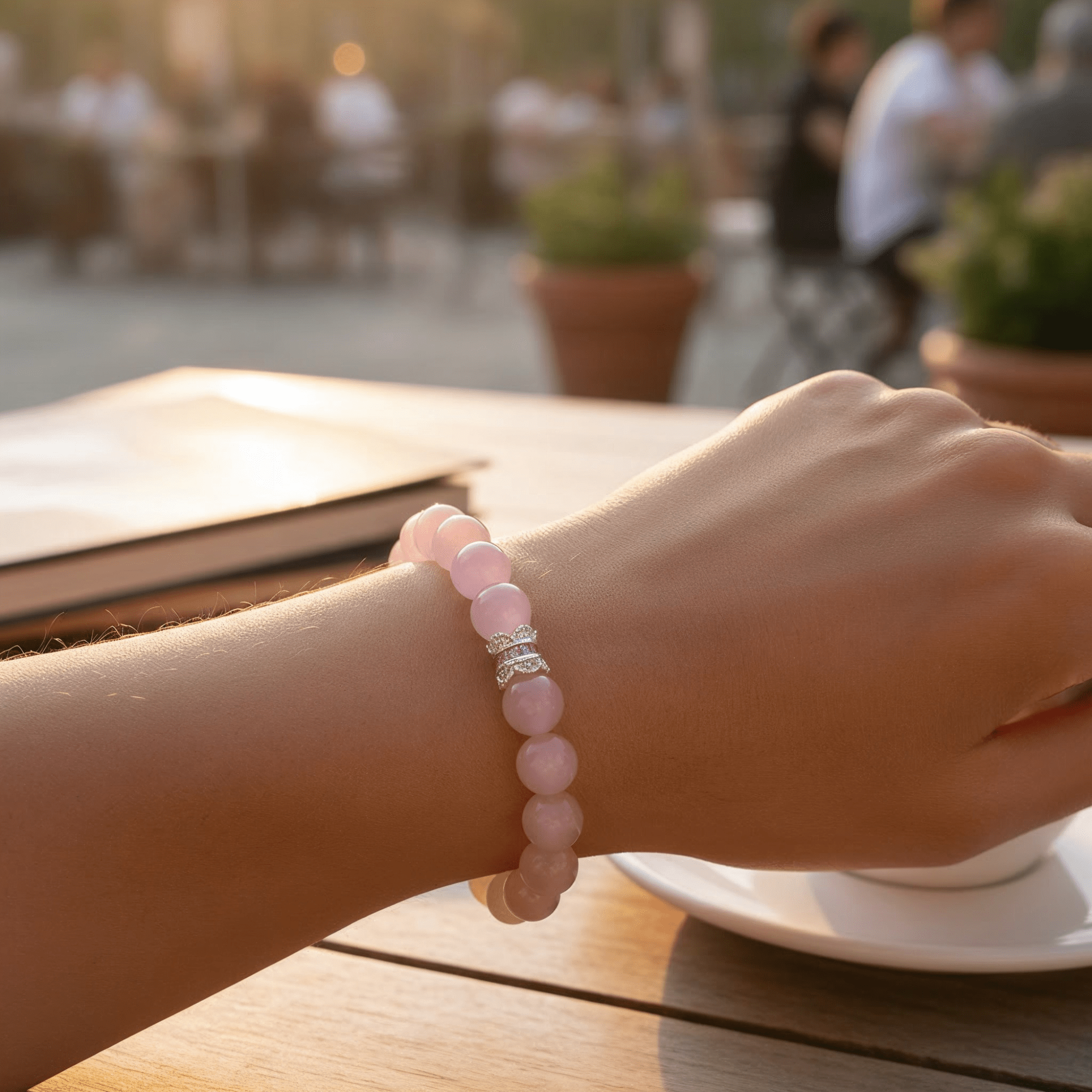Serenity Heart Rose Quartz Bracelet by JWPatronus – natural crystal bracelet for women