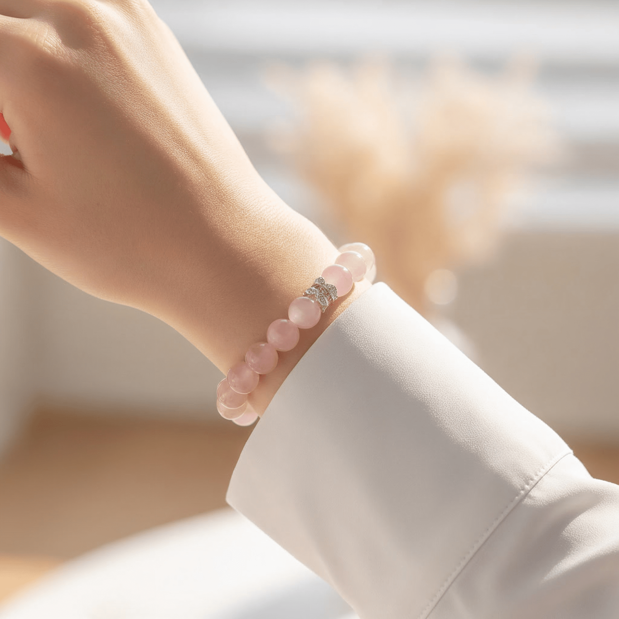 Serenity Heart Rose Quartz Bracelet by JWPatronus – natural crystal bracelet for women