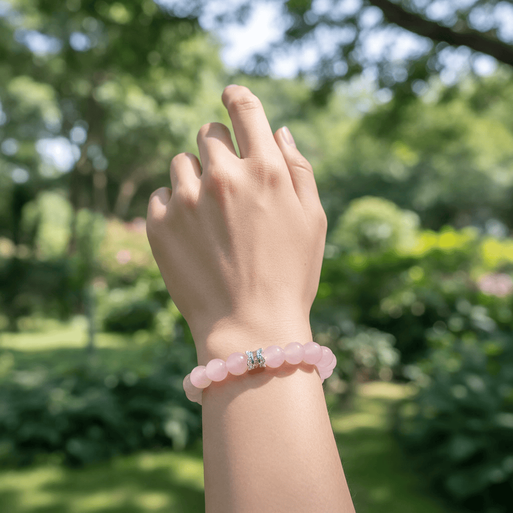Serenity Heart Rose Quartz Bracelet by JWPatronus – natural crystal bracelet for women