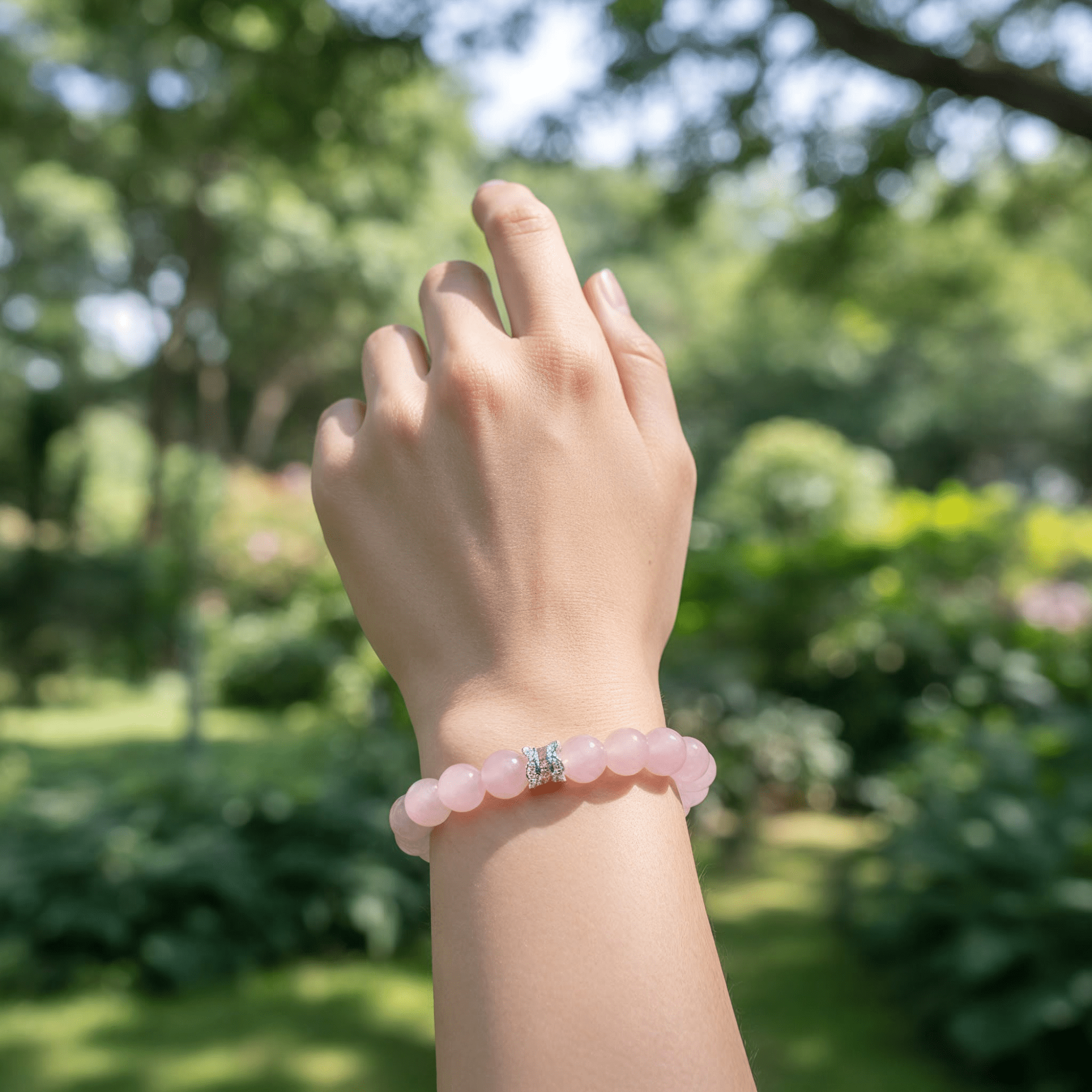 Serenity Heart Rose Quartz Bracelet by JWPatronus – natural crystal bracelet for women