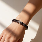 Silver Sheen Obsidian beaded bracelet styled on the wrist for a polished everyday jewelry look