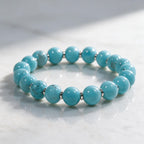 Skybound natural turquoise bracelet showing hand-polished beads and naturally varied matrix