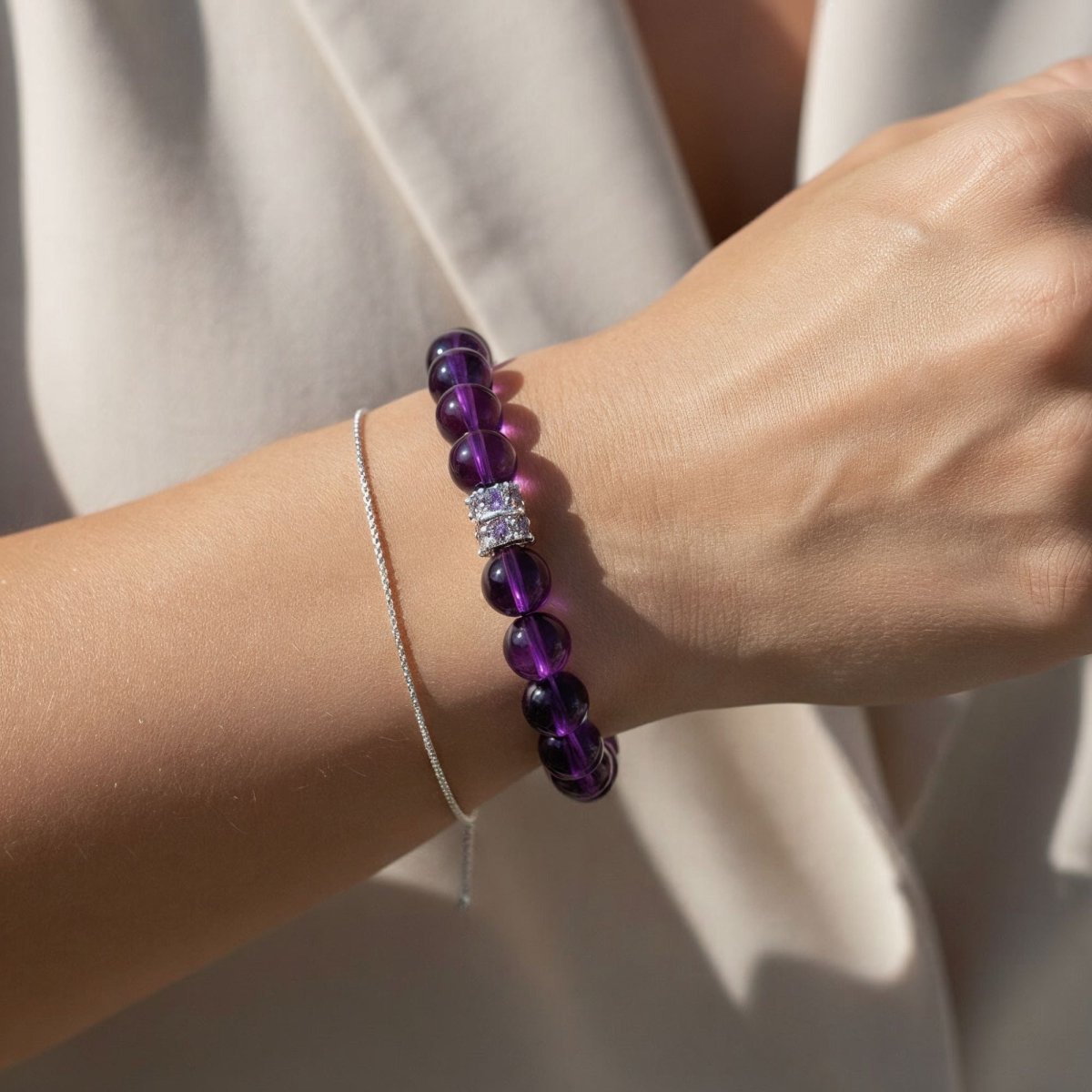 Sri Lankan Amethyst Bracelet — Select Centerpiece by JWPatronus – natural crystal bracelet for women