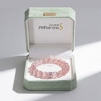 Blush Harmony Strawberry Quartz Beaded Bracelet presented in a JW Patronus gift box
