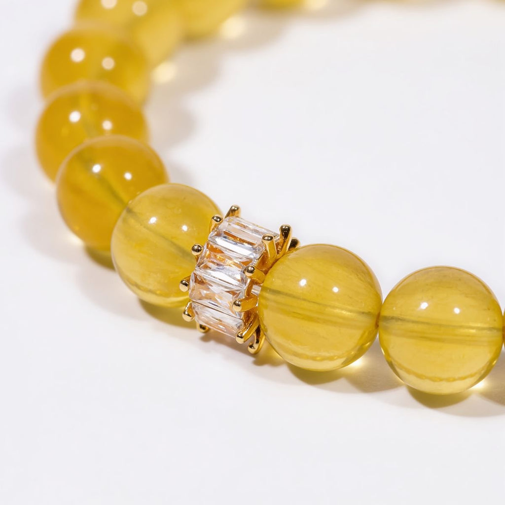 Sunlit Clarity Yellow Fluorite Beaded Bracelet by JWPatronus – natural crystal bracelet for women
